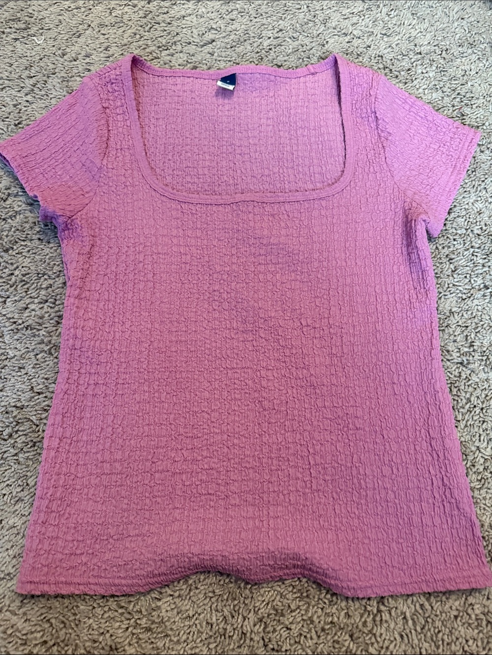 Old Navy Lavender Textured Square-Neck Short Sleeve Tee
